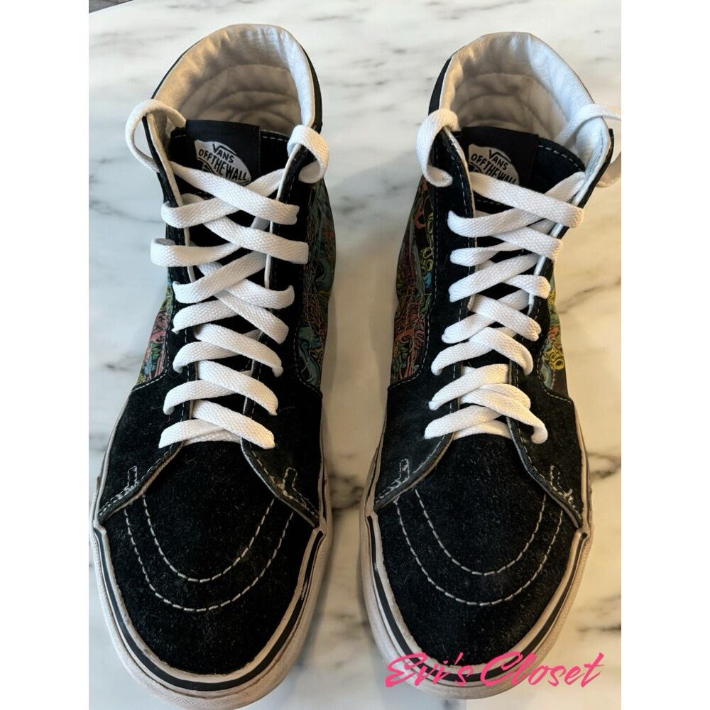 Vans Off The Wall High Tops Men’s 10 Women's 8.5 Black & Colorful Skate Shoes